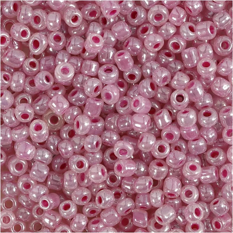 Rocailles-Perlen, D 3 mm, Größe 8/0, Lochgröße 0,6-1,0 mm, Pink, 25 g/ 1 Pck