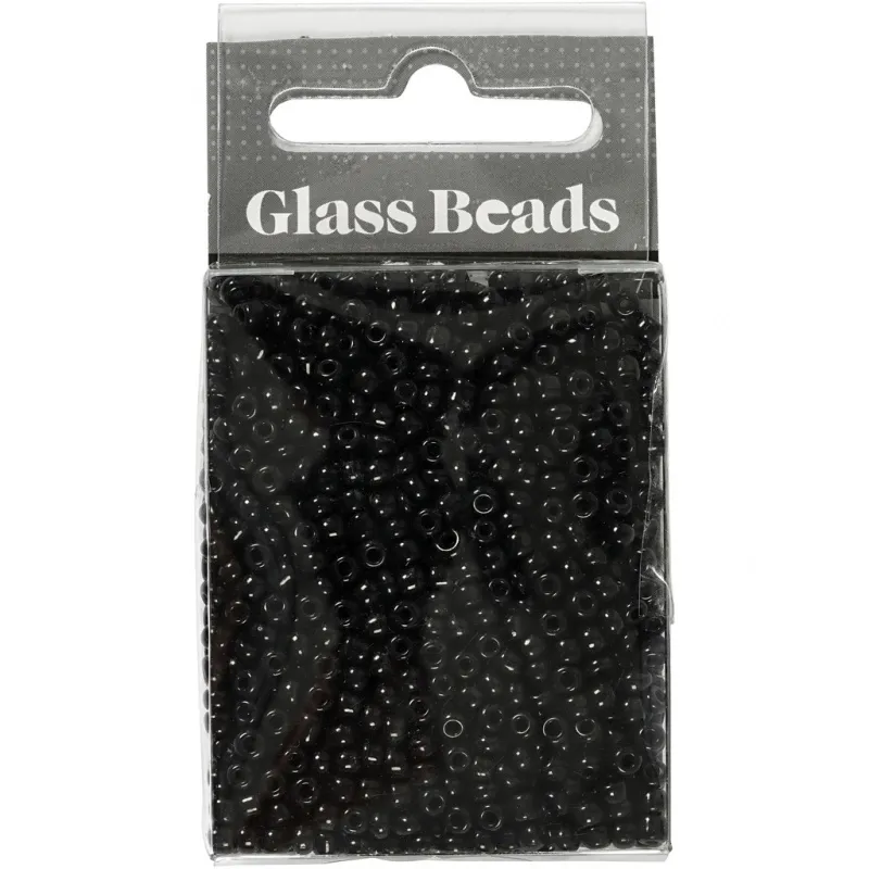 Rocailles-Perlen, D 3 mm, Größe 8/0, Lochgröße 0,6-1,0 mm, Schwarz, 25 g/ 1 Pck