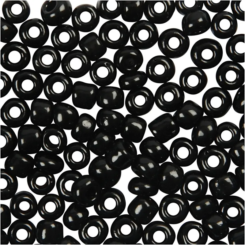 Rocailles-Perlen, D 3 mm, Größe 8/0, Lochgröße 0,6-1,0 mm, Schwarz, 25 g/ 1 Pck