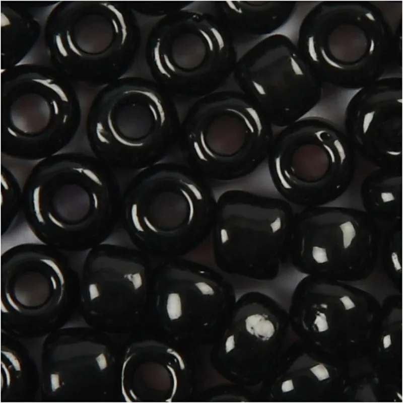 Rocailles-Perlen, D 3 mm, Größe 8/0, Lochgröße 0,6-1,0 mm, Schwarz, 500 g/ 1 Pck