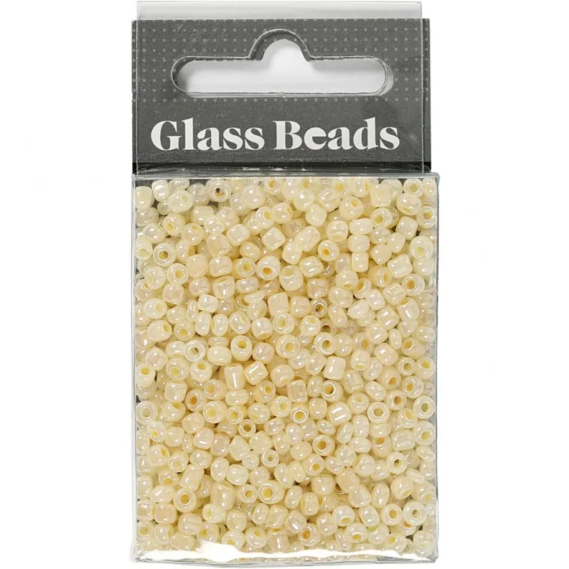 Rocailles-Perlen, D 3 mm, Größe 8/0, Lochgröße 0,6-1,0 mm, Elfenbein, 25 g/ 1 Pck