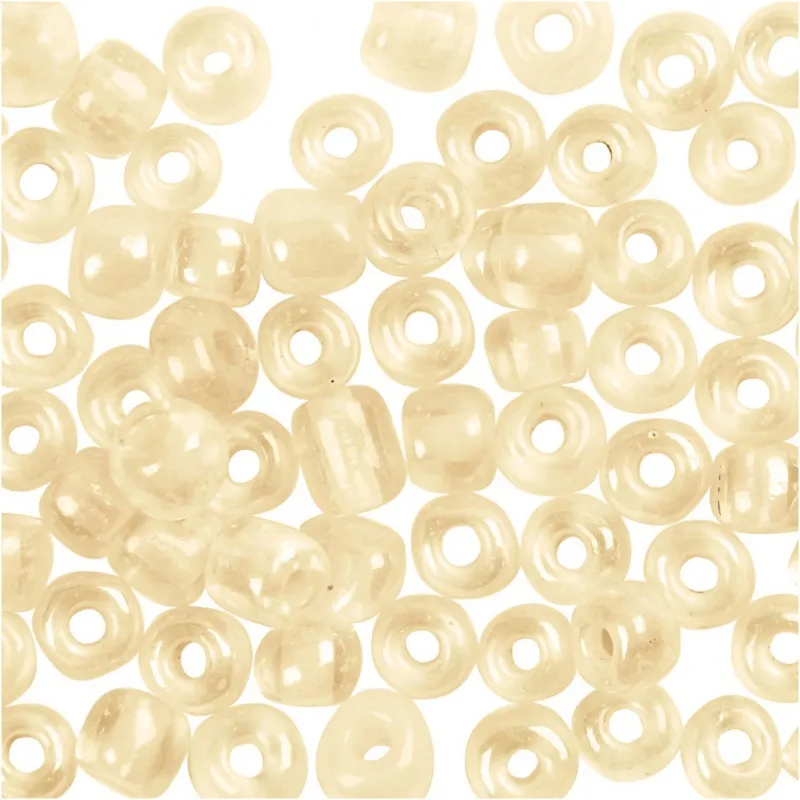 Rocailles-Perlen, D 3 mm, Größe 8/0, Lochgröße 0,6-1,0 mm, Elfenbein, 25 g/ 1 Pck