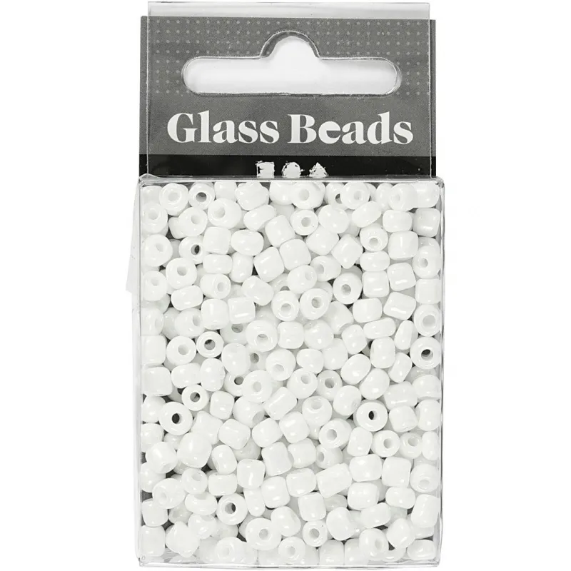 Rocailles-Perlen, D 4 mm, Größe 6/0, Lochgröße 0,9-1,2 mm, Perlmuttweiß, 25 g/ 1 Pck