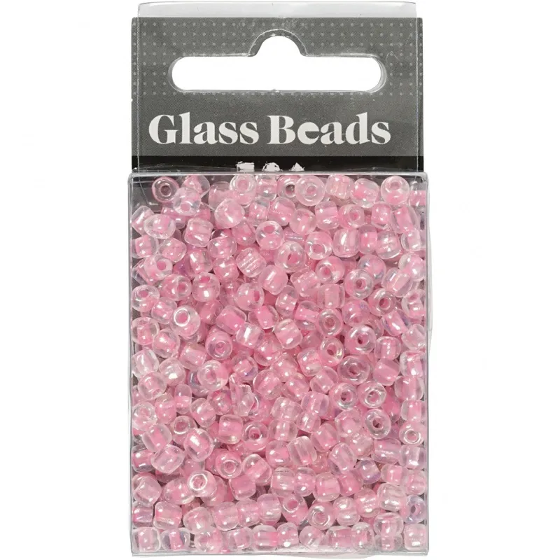 Rocailles-Perlen, D 4 mm, Größe 6/0, Lochgröße 0,9-1,2 mm, Rosa, 25 g/ 1 Pck