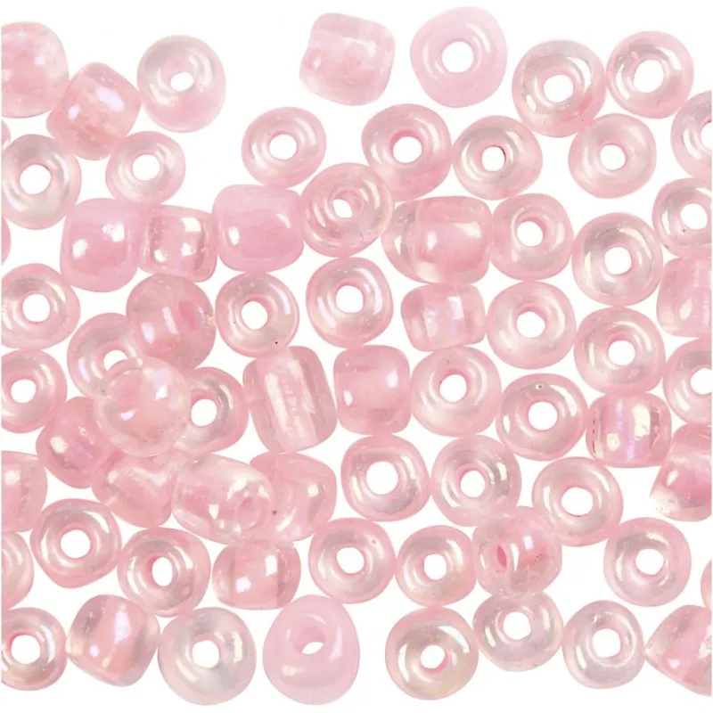 Rocailles-Perlen, D 4 mm, Größe 6/0, Lochgröße 0,9-1,2 mm, Rosa, 25 g/ 1 Pck