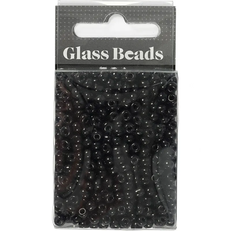 Rocailles-Perlen, D 4 mm, Größe 6/0, Lochgröße 0,9-1,2 mm, Schwarz, 25 g/ 1 Pck