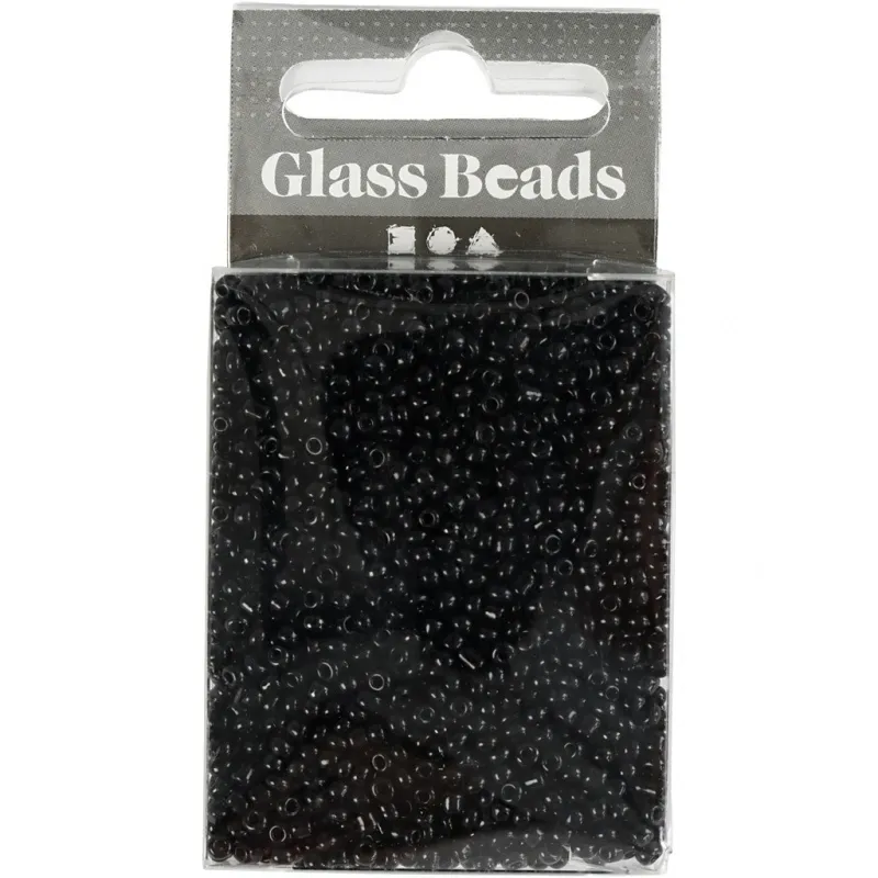 Rocailles-Perlen, D 2 mm, Größe 12/0, Lochgröße 0,8 mm, Schwarz, 25 g/ 1 Pck