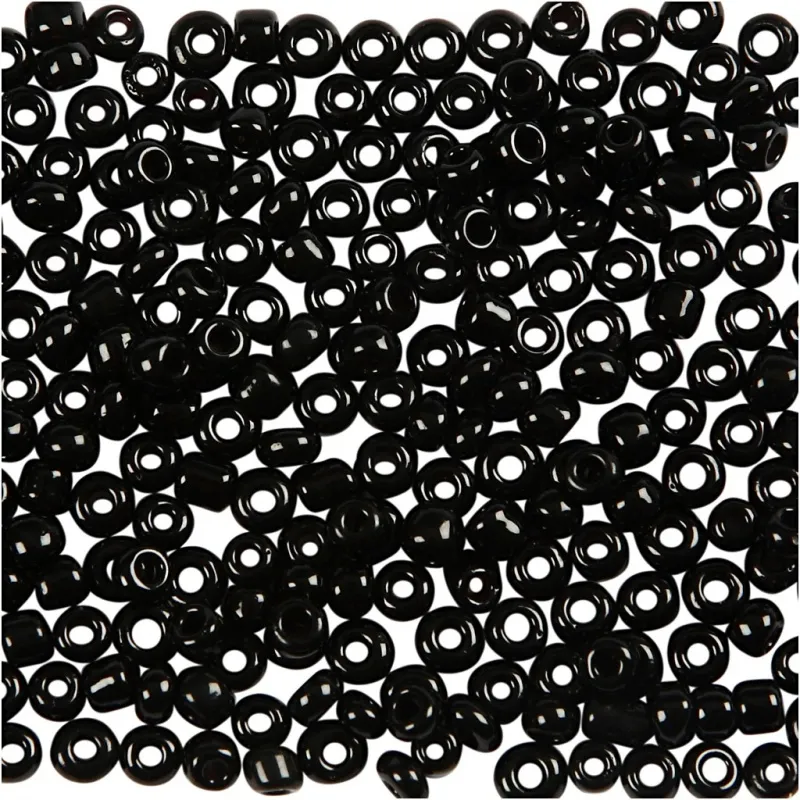 Rocailles-Perlen, D 2 mm, Größe 12/0, Lochgröße 0,8 mm, Schwarz, 25 g/ 1 Pck