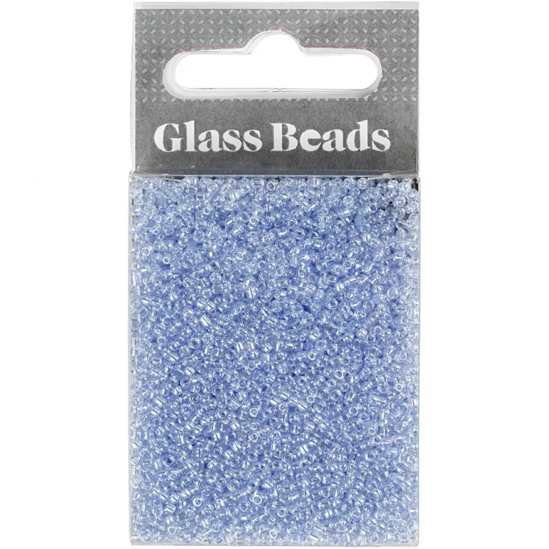 Rocailles-Perlen, D 1,7 mm, Größe 15/0, Lochgröße 0,5-0,8 mm, Hellblau, 25 g/ 1 Pck
