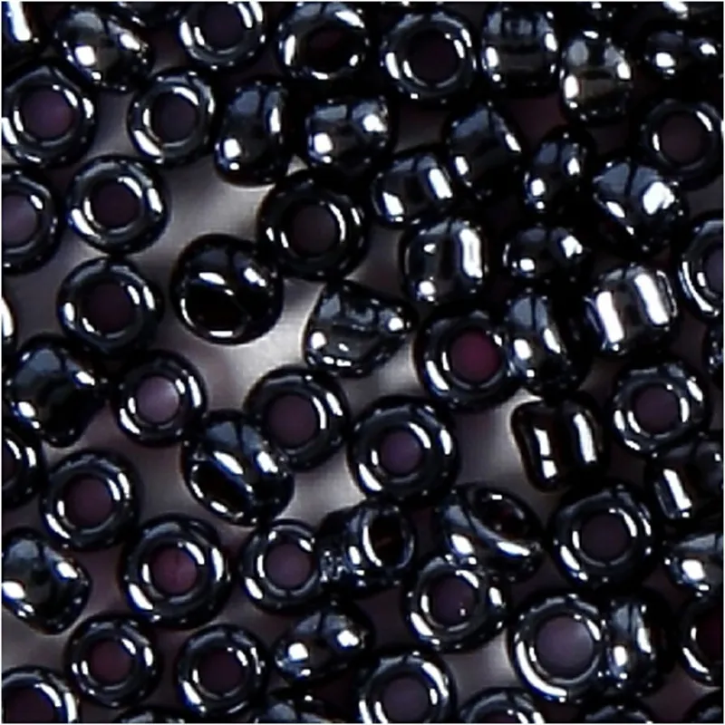 Rocailles-Perlen, D 1,7 mm, Größe 15/0, Lochgröße 0,5-0,8 mm, Dunkelgrau, 500 g/ 1 Btl.
