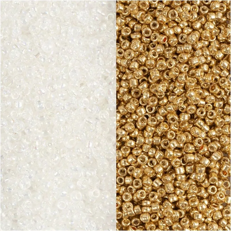 Rocailles-Perlen, D 1,7 mm, Größe 15/0, Lochgröße 0,5-0,8 mm, Weiß, 2x7 g/ 1 Pck