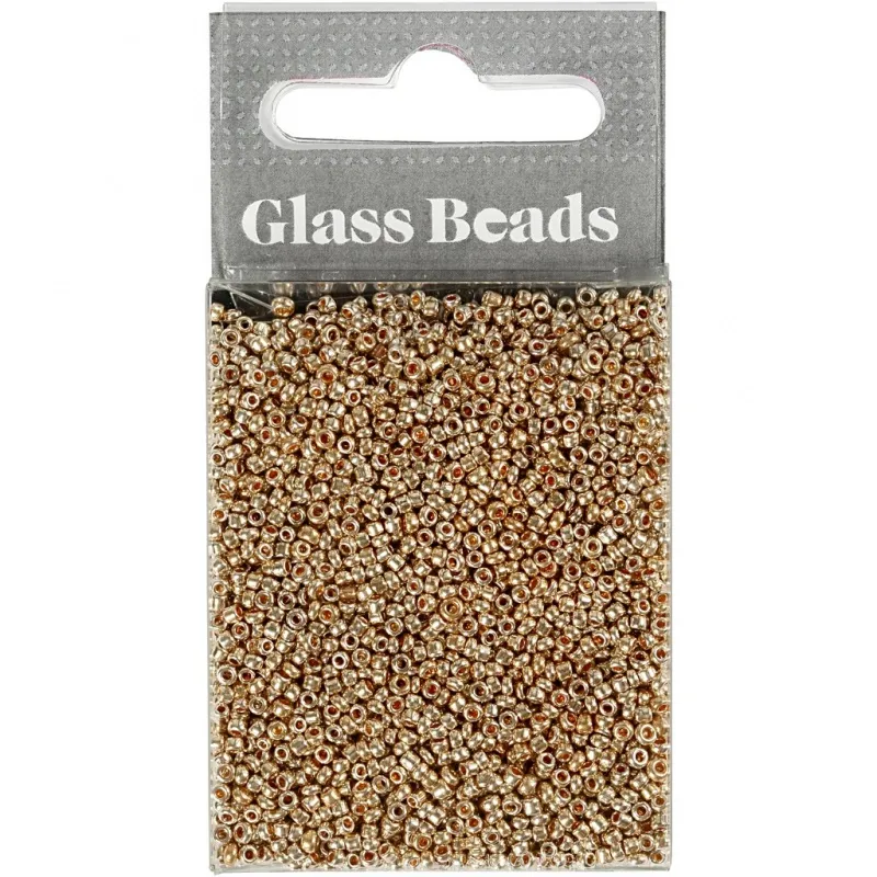 Rocailles-Perlen, D 1,7 mm, Größe 15/0, Lochgröße 0,5-0,8 mm, Rosa gold, 25 g/ 1 Pck
