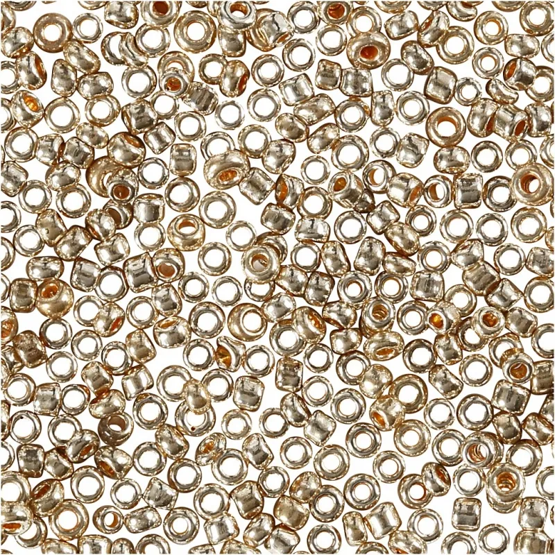 Rocailles-Perlen, D 1,7 mm, Größe 15/0, Lochgröße 0,5-0,8 mm, Rosa gold, 25 g/ 1 Pck