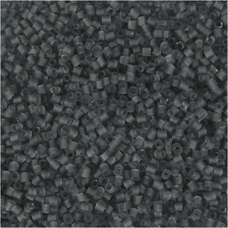 Rocailles-Perlen 2-cut, D 1,7 mm, Größe 15/0, Lochgröße 0,5 mm, Transparent Grau, 25 g/ 1 Pck