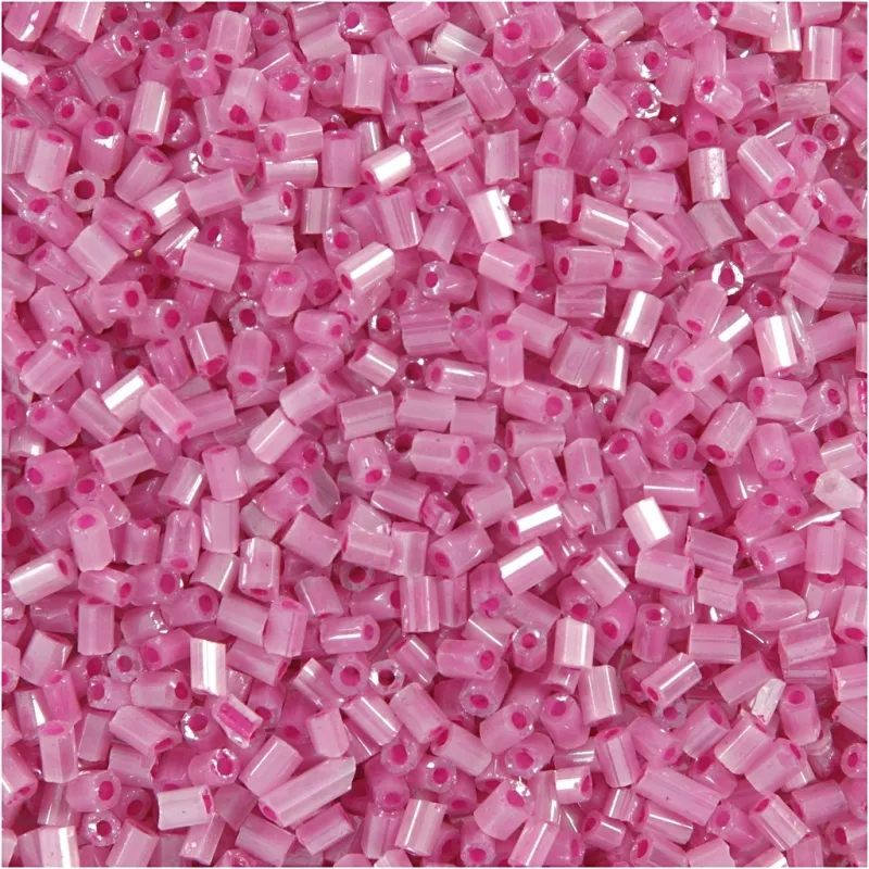 Rocailles-Perlen 2-cut, D 1,7 mm, Größe 15/0, Lochgröße 0,5 mm, Rosa, 500 g/ 1 Btl.