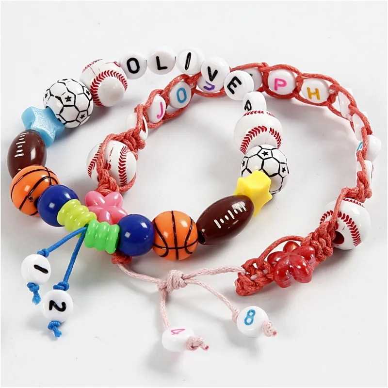 Sportball-Perlen, Größe 11-15 mm, Lochgröße 3-4 mm, ca. 55 Stk, Sortierte Farben, 45 g/ 1 Pck