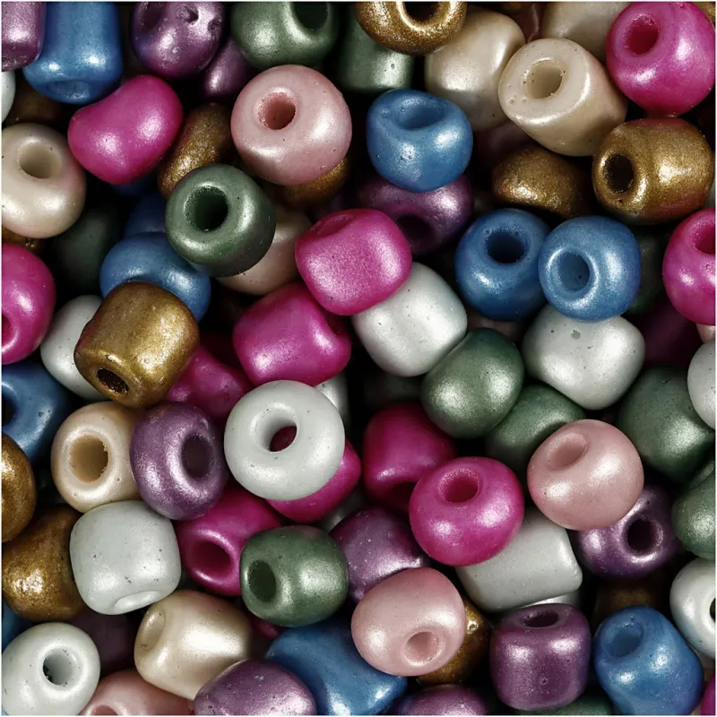 Rocailles-Perlen, D 5 mm, Größe 4/0, Lochgröße 1,2 mm, Metallic-Farben, 720 g/ 1 Dose