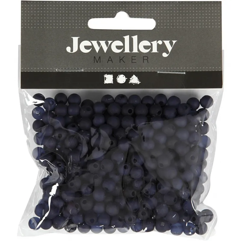 Kunststoffperlen, D 6 mm, Lochgröße 2 mm, ca. 150 Stk, Blau, 40 g/ 1 Pck