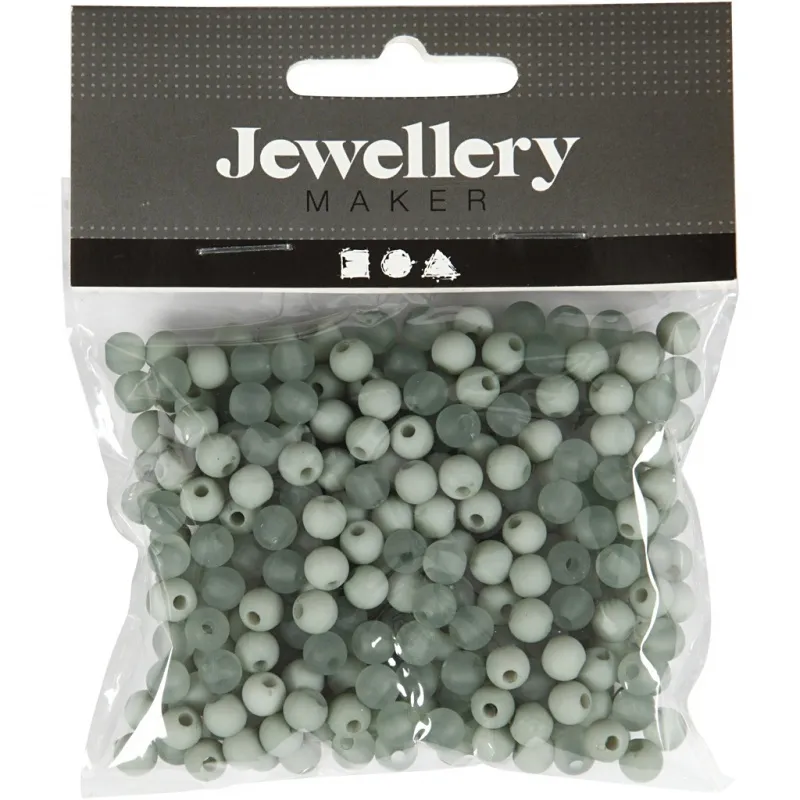 Kunststoffperlen, D 6 mm, Lochgröße 2 mm, ca. 150 Stk, Hellgrün, 40 g/ 1 Pck