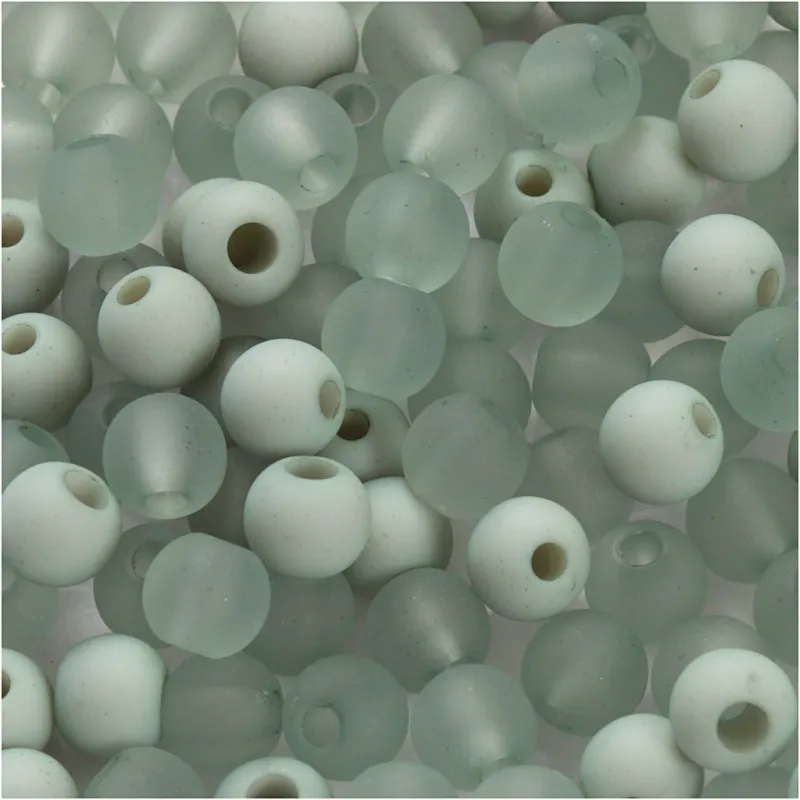 Kunststoffperlen, D 6 mm, Lochgröße 2 mm, ca. 150 Stk, Hellgrün, 40 g/ 1 Pck