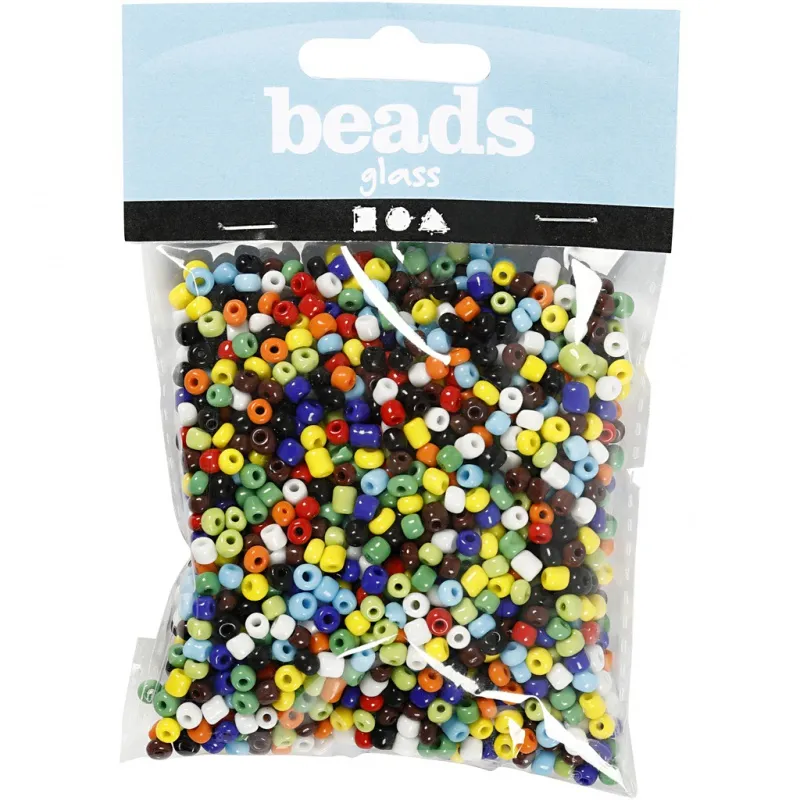 Rocailles-Perlen, D 4 mm, Größe 6/0, Lochgröße 0,9-1,2 mm, Sortierte Farben, 130 g/ 1 Pck