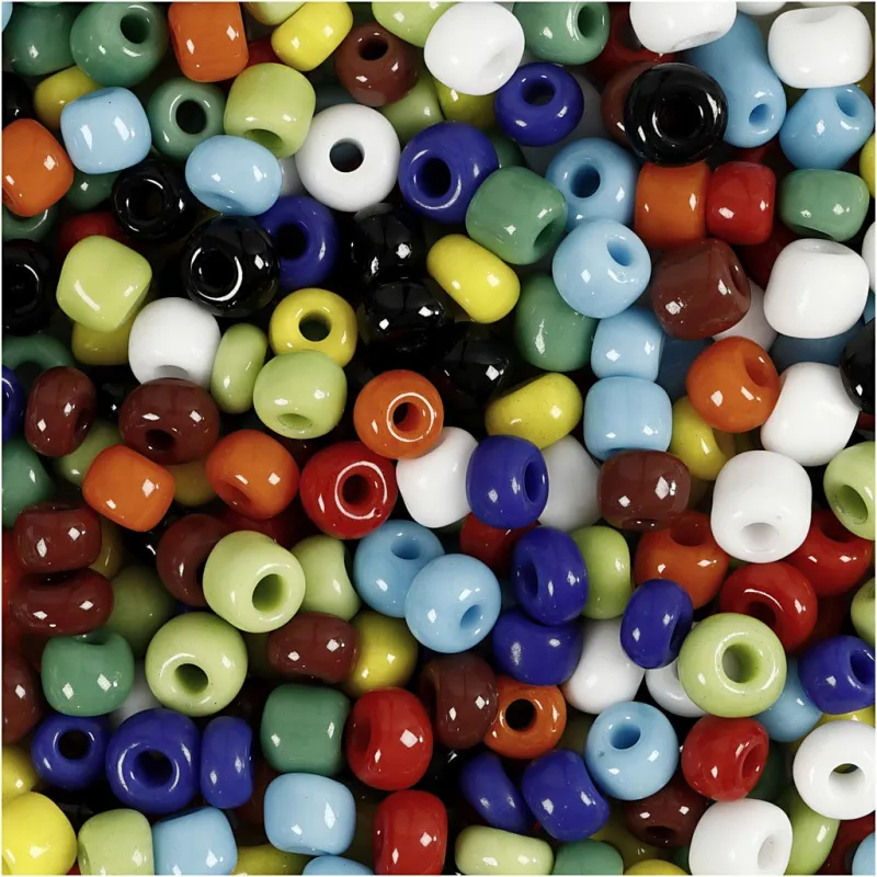 Rocailles-Perlen, D 4 mm, Größe 6/0, Lochgröße 0,9-1,2 mm, Sortierte Farben, 130 g/ 1 Pck