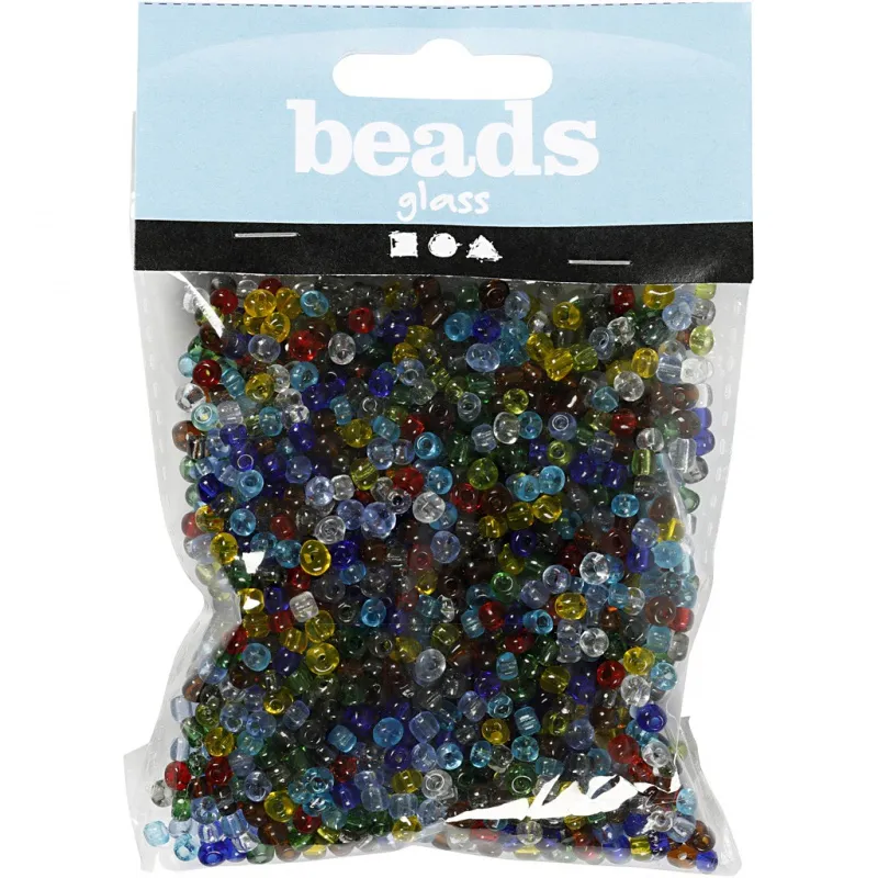 Rocailles-Perlen, D 4 mm, Größe 6/0, Lochgröße 0,9-1,2 mm, Glänzend transparent, 130 g/ 1 Pck