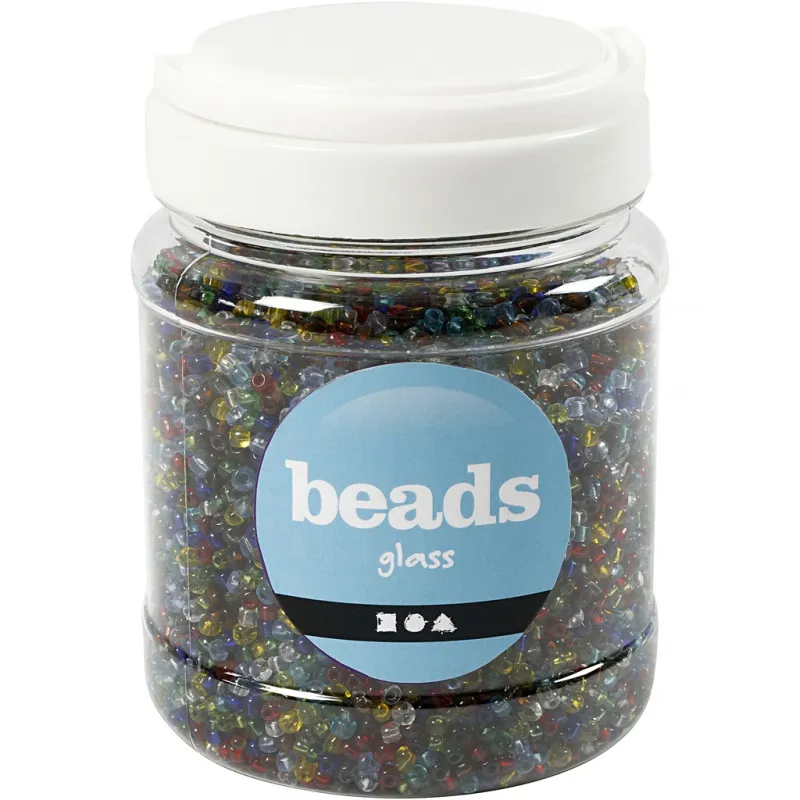 Rocailles-Perlen, D 4 mm, Größe 6/0, Lochgröße 0,9-1,2 mm, Glänzend transparent, 1000 g/ 1 Pck