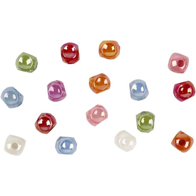 Würfel-Perlen, Größe 10x10 mm, Lochgröße 4 mm, ca. 520 Stk, Sortierte Farben, 400 g, 700 ml/ 1 Dose