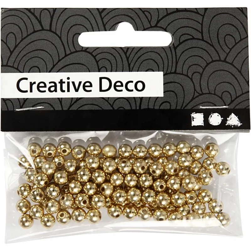 Schmuckperlen, D 5 mm, Lochgröße 0,7 mm, Gold, 100 Stk/ 1 Pck