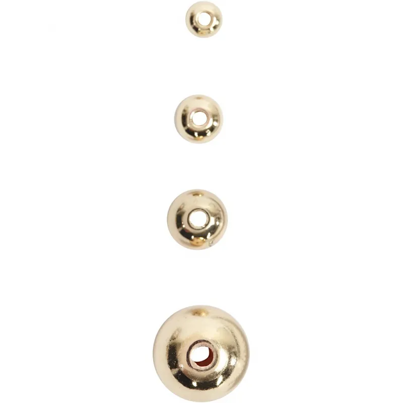 Schmuckperlen, D 8 mm, Lochgröße 1 mm, Gold, 50 Stk/ 1 Pck