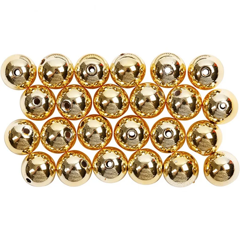 Schmuckperlen, D 8 mm, Lochgröße 1 mm, Gold, 50 Stk/ 1 Pck