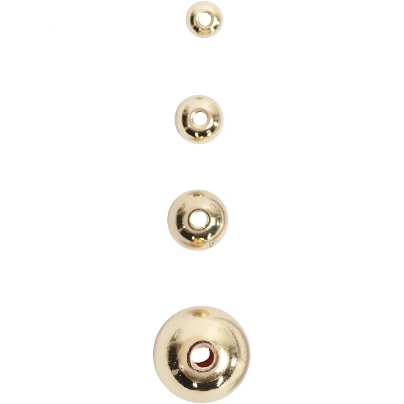 Schmuckperlen, D 4 mm, Lochgröße 0,7 mm, Gold, 150 Stk/ 1 Pck