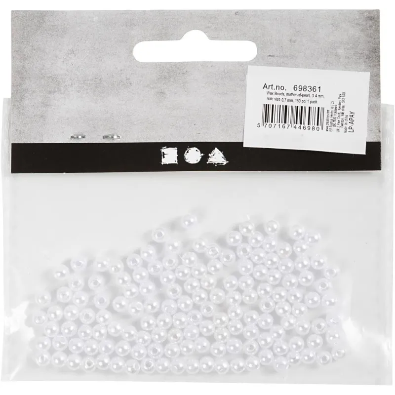 Schmuckperlen, D 4 mm, Lochgröße 0,7 mm, Perlmutt, 150 Stk/ 1 Pck