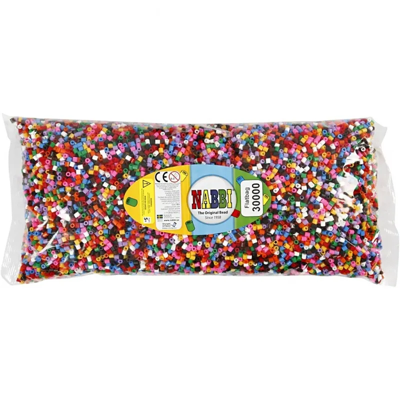 Bügelperlen, Größe 5x5 mm, Lochgröße 2,5 mm, medium, Standard-Farben, 30000 Stk/ 1 Pck