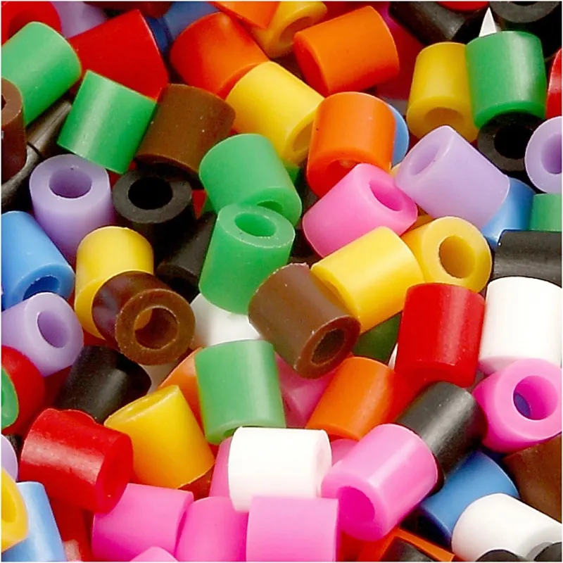 Bügelperlen, Größe 5x5 mm, Lochgröße 2,5 mm, medium, Standard-Farben, 5000 Stk/ 1 Eimer