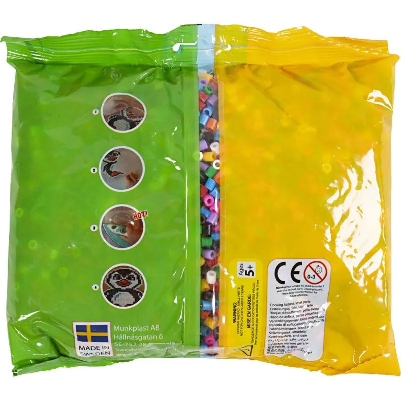 Bügelperlen, Größe 5x5 mm, Lochgröße 2,5 mm, medium, Standard-Farben, 6000 Stk/ 1 Pck
