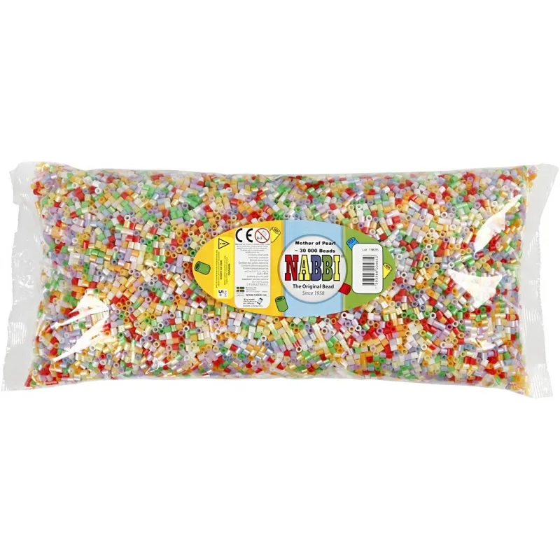 Bügelperlen, Größe 5x5 mm, Lochgröße 2,5 mm, medium, Sortierte Farben, 30000 Stk/ 1 Pck
