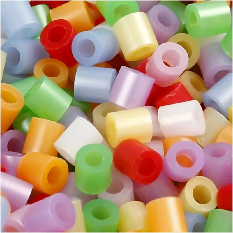 Bügelperlen, Größe 5x5 mm, Lochgröße 2,5 mm, medium, Perlmuttfarben, 6000 Stk/ 1 Pck