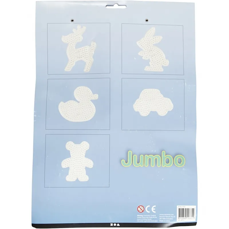 Steckplatte, Teddybär, Auto, Hirsch, Ente und Häschen, Größe 16x19,5-19x24 cm, JUMBO, Transparent, 5 Stk/ 1 Pck