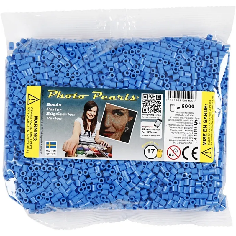 Fotoperlen, Größe 5x5 mm, Lochgröße 2,5 mm, medium, Blau (17), 6000 Stk/ 1 Pck