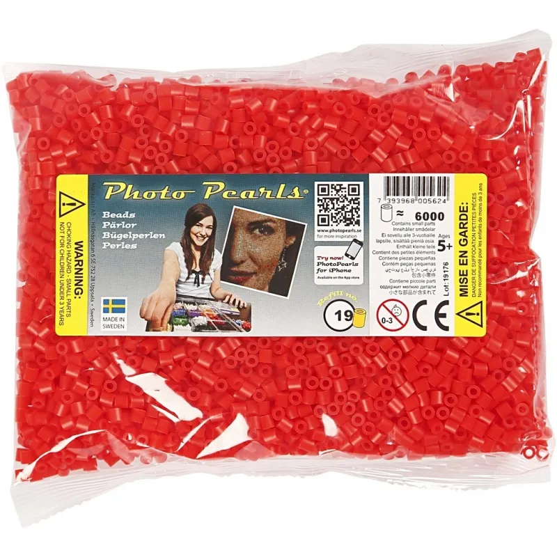 Fotoperlen, Größe 5x5 mm, Lochgröße 2,5 mm, medium, Rot(19), 6000 Stk/ 1 Pck