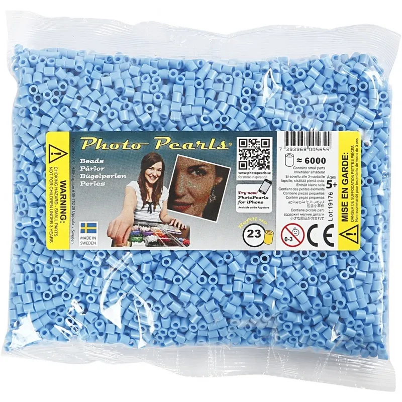 Fotoperlen, Größe 5x5 mm, Lochgröße 2,5 mm, medium, Pastellblau (23), 6000 Stk/ 1 Pck