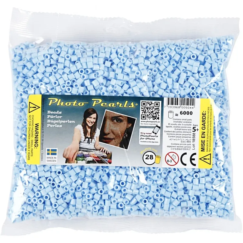 Fotoperlen, Größe 5x5 mm, Lochgröße 2,5 mm, medium, Hellblau (28), 6000 Stk/ 1 Pck