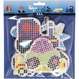 Steckplatte, Auto, Flugzeug, Boot, Traktor, Bus und Fahrrad, Größe 9x9,5+11x16 cm, medium, 6 Stk/ 1 Pck