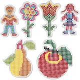 Steckplatte, Blumen, Mädchen, Junge, Apfel und Birne, Größe 8,5x14-14x16 cm, medium, 6 Stk/ 1 Pck