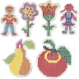Steckplatten, Blumen, Mädchen, Junge, Apfel und Birne, Größe 8,5x14-14x16 cm, medium, 6 Stk/ 1 Pck