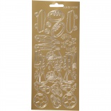 Sticker, Sport, Blatt 10x23 cm, Gold, 1 Bl.