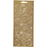 Sticker, Sport, Blatt 10x23 cm, Gold, 1 Bl.