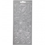 Sticker, Sport, Blatt 10x23 cm, Silber, 1 Bl.
